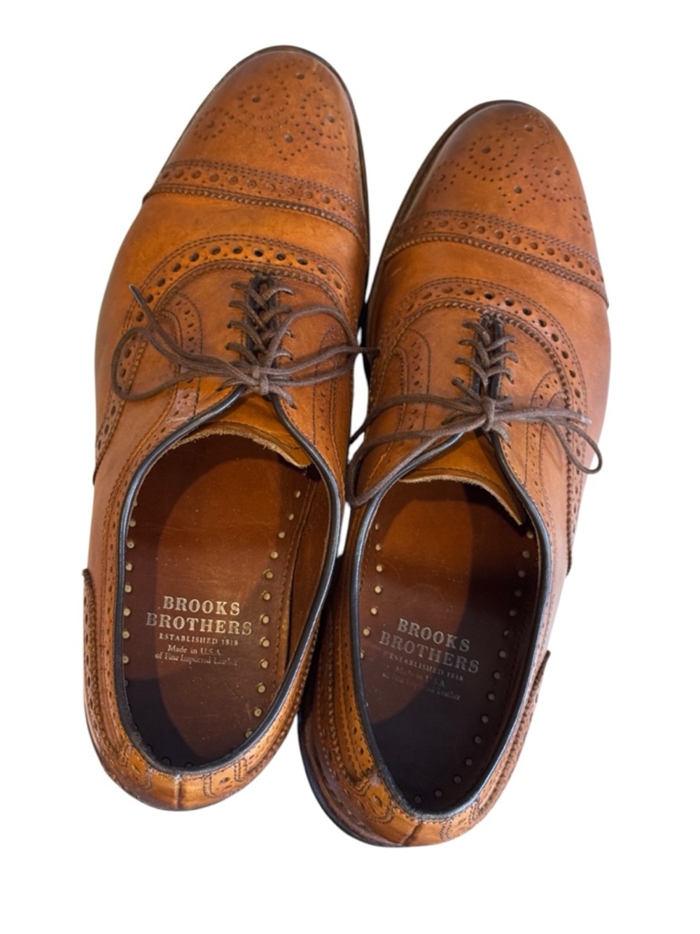 Brooks Brothers Tan Leather Brogue Oxfords - Picture 9 of 10